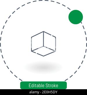 d cube vector icon editable stroke outline icons for web and mobile Stock Vector