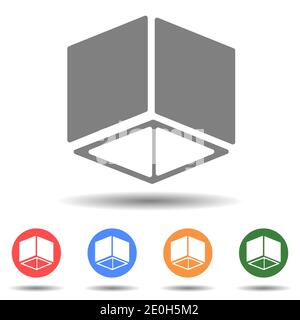 3D cube, geometry box rectangle icon vector Stock Vector
