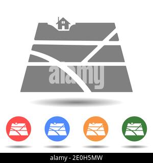 Flat map with home pointer vector icon Stock Vector