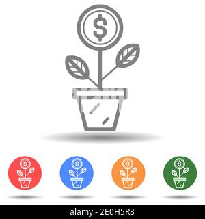 Plant with money sign vector icon Stock Vector