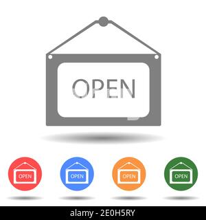 Open door hanging sign icon vector Stock Vector