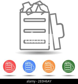 Full trash bin vector icon in simple style Stock Vector