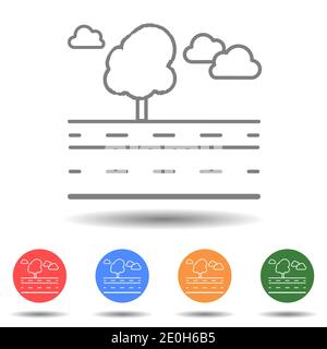 Road with tree and cloud icon vector Stock Vector