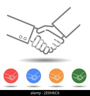 Business handshake vector icon in linear style Stock Vector