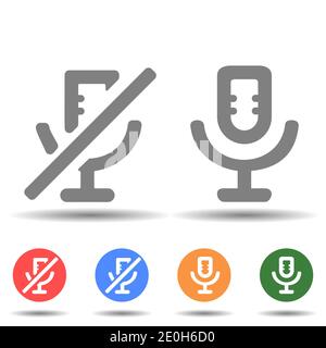 Microphone audio muted and unmuted icon vector Stock Vector