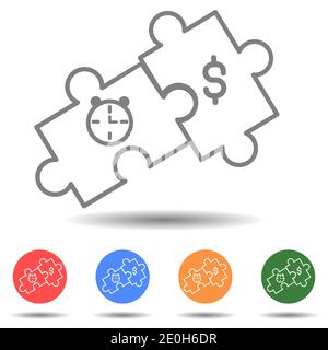 Money and time puzzle, life balance jigsaw Stock Vector