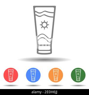Sun cream bottle vector icon Stock Vector