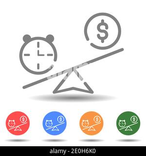 Scale balance of time is money vector icon Stock Vector