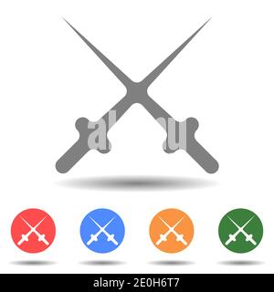 Crossed swords vector icon in simple style Stock Vector