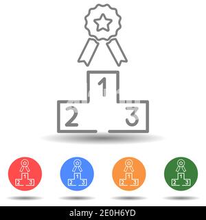 Podium three rank places, winners podium vector icon Stock Vector