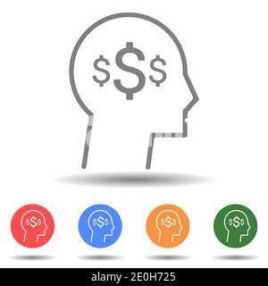 Thinking brain money mind vector icon Stock Vector