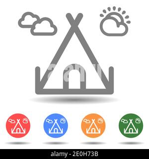 Camping tent outline vector icon Stock Vector