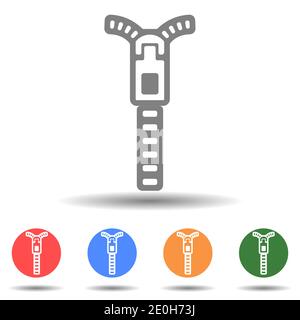 Metal open zipper vector icon isolated Stock Vector
