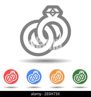 Wedding rings with diamond bonded vector icon Stock Vector
