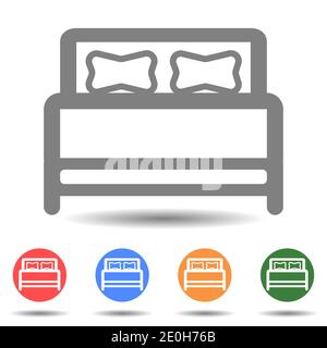 Double bed vector icon in linear style Stock Vector