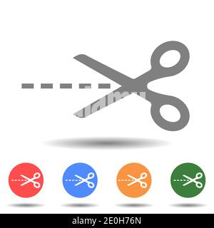 Scissors with cut line icon vector Stock Vector