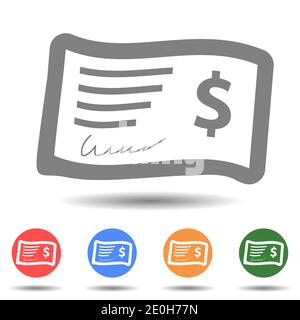 Cheque vector, bank check icon isolated Stock Vector