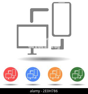 Synchronization PC mobile phone transfer vector icon Stock Vector
