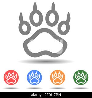 Paw print vector icon in flat style Stock Vector