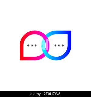 Chat icon with two comment bubbles. Communication, conversation logo. Support sign. Vector illustration Stock Vector