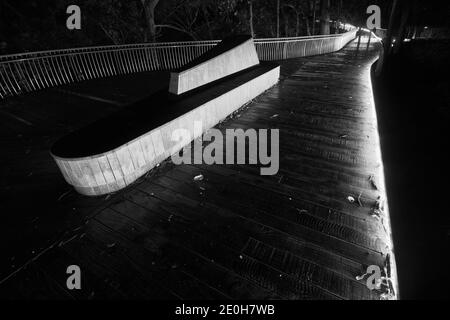 The Noosa boardwalk at night in Queensland, Australia. Stock Photo