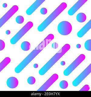 Dynamic diagonal gradient lines and circles. Color seamless abstract pattern with geometric shapes. Vector background Stock Vector