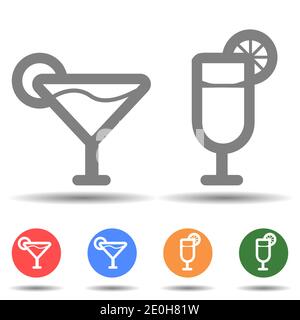 Cocktail glasses in two style vector icon Stock Vector