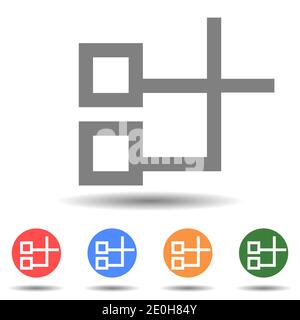 Connecting rectangle network elements vector icon Stock Vector