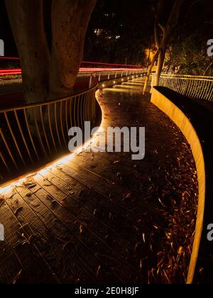 The Noosa boardwalk at night in Queensland, Australia. Stock Photo