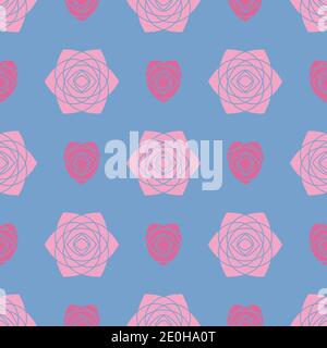Seamless pattern background with roses and hearts, colorful illustration. Valentines Day holidays typography. Vector EPS10. Stock Vector