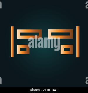 Editing tools alignment. Gradient gold concept with dark background Stock Vector