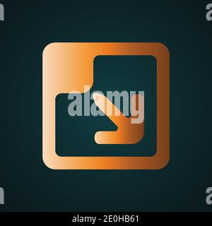 Right corner arrow. Gradient gold concept with dark background Stock Vector