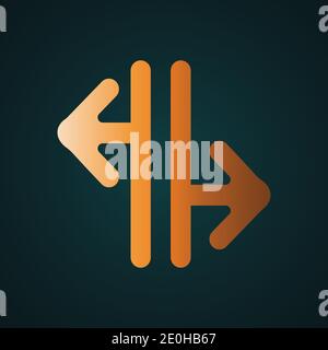 Spreading outward arrows vector. Gradient gold concept with dark background Stock Vector