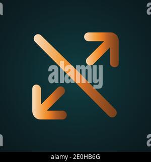 Spreading outward arrows vector. Gradient gold concept with dark background Stock Vector