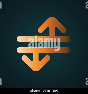 Spreading outward arrows vector. Gradient gold concept with dark background Stock Vector