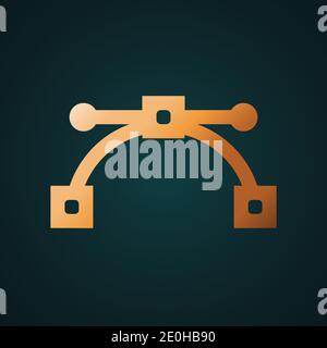 Arc curve tool icon vector. Gradient gold concept with dark background Stock Vector