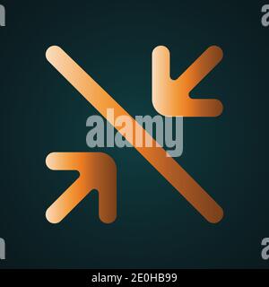 Two arrows pointing at the center. Gradient gold concept with dark background Stock Vector