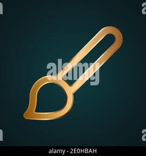Paint Brush icon vector logo. Gradient gold metal with dark background Stock Vector