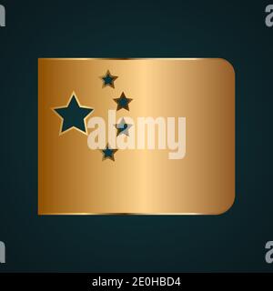 Chine flag icon vector logo. Gradient gold metal with dark background Stock Vector