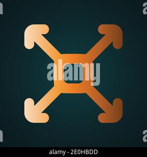 Maximize, arrow vector. Gradient gold concept with dark background Stock Vector
