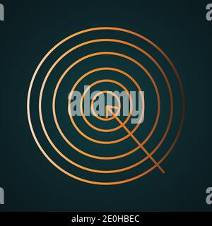 Gold archery target plate vector. Gradient gold concept with dark background Stock Vector