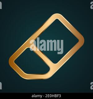 Eraser tool vector icon. Gradient gold metal with dark background Stock Vector