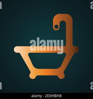 Bathtub icon vector logo. Gradient gold concept with dark background Stock Vector