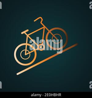 Bicycle for the off-road icon vector. Gradient gold concept with dark background Stock Vector