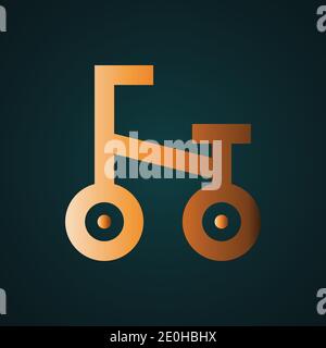 Bike icon vector logo. Gradient gold concept with dark background Stock Vector