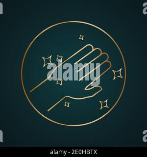 Clean hand vector icon. Gradient gold metal with dark background Stock Vector