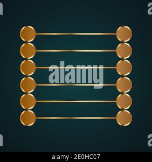 Abstract dots with connection vector. Gradient gold metal with dark background Stock Vector