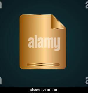 Letter file icon vector logo. Gradient gold metal with dark background Stock Vector