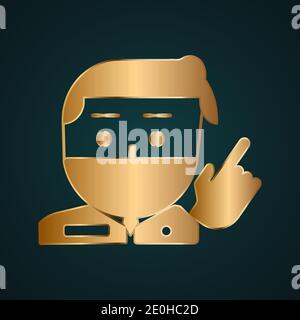 Doctor's advice icon vector logo. Gradient gold metal with dark background Stock Vector