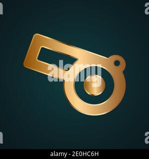 Linear cannon icon vector logo. Gradient gold metal with dark background Stock Vector